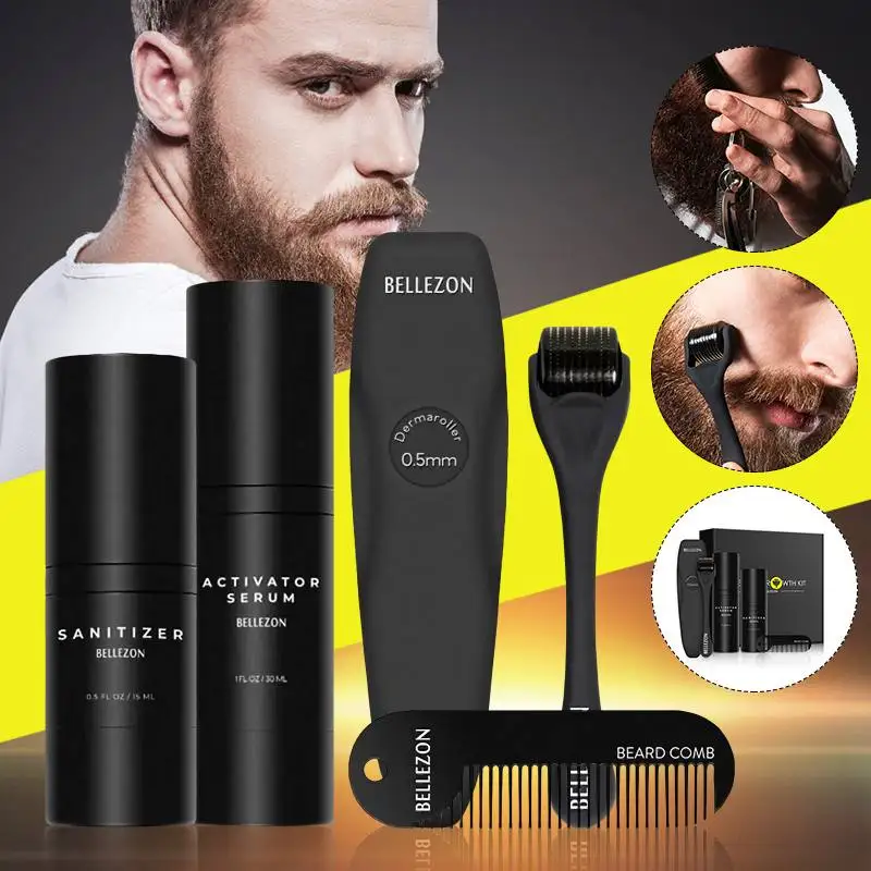 4-pcs-set-men-beard-growth-kit-hair-growth-enhancer-thicker-oil-beard-conditioner-moustache-oil-leave-in-shampoo-beard-care