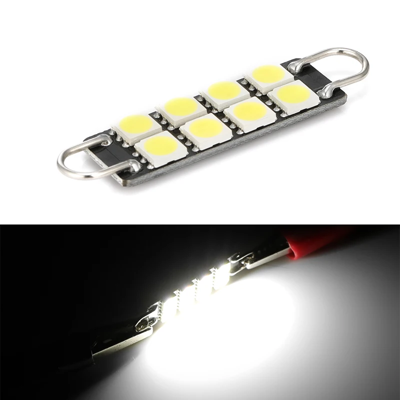 12V 44 мм 8 SMD 5050 с петлей для гирлянда светодиодный светильник лампы Белый жесткая лампа Интерьер автомобиля световая приборная панель светильник ширина светильник