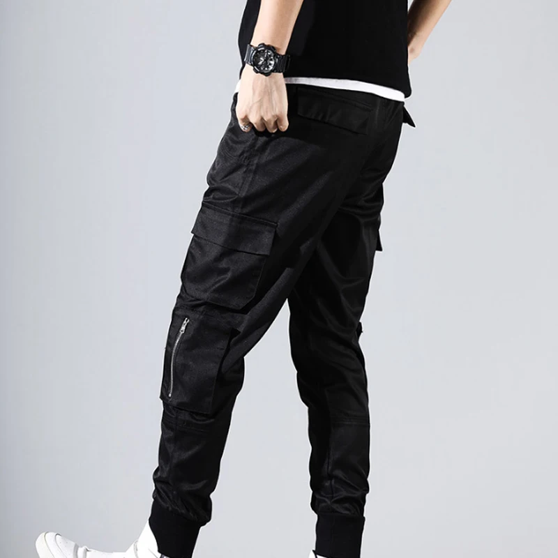 Boy Multi Pockets Cargo Harem Pants Streetwear Hip Hop Black Gray Casual Male Joggers Trousers Fashion Harajuku Men Punk Pants