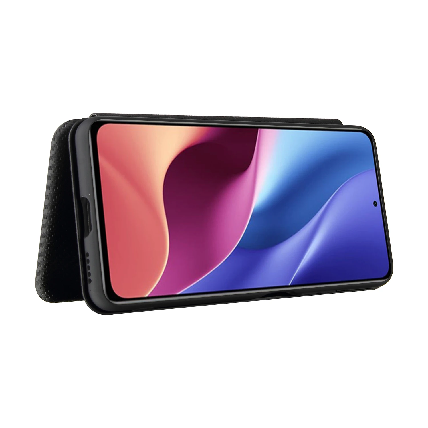 Elegant Carbon Fiber Flip Leather Wallet Case - Slim Magnetic Cover with Card Slot
