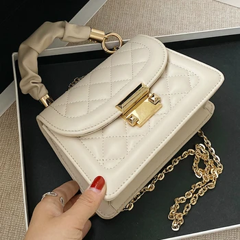 

Mini Simple PU Leather Tote Bags for Women New Fashion Chain Female Shoulder Handbags Solid Color Ladies' Travel Crossbody Bags