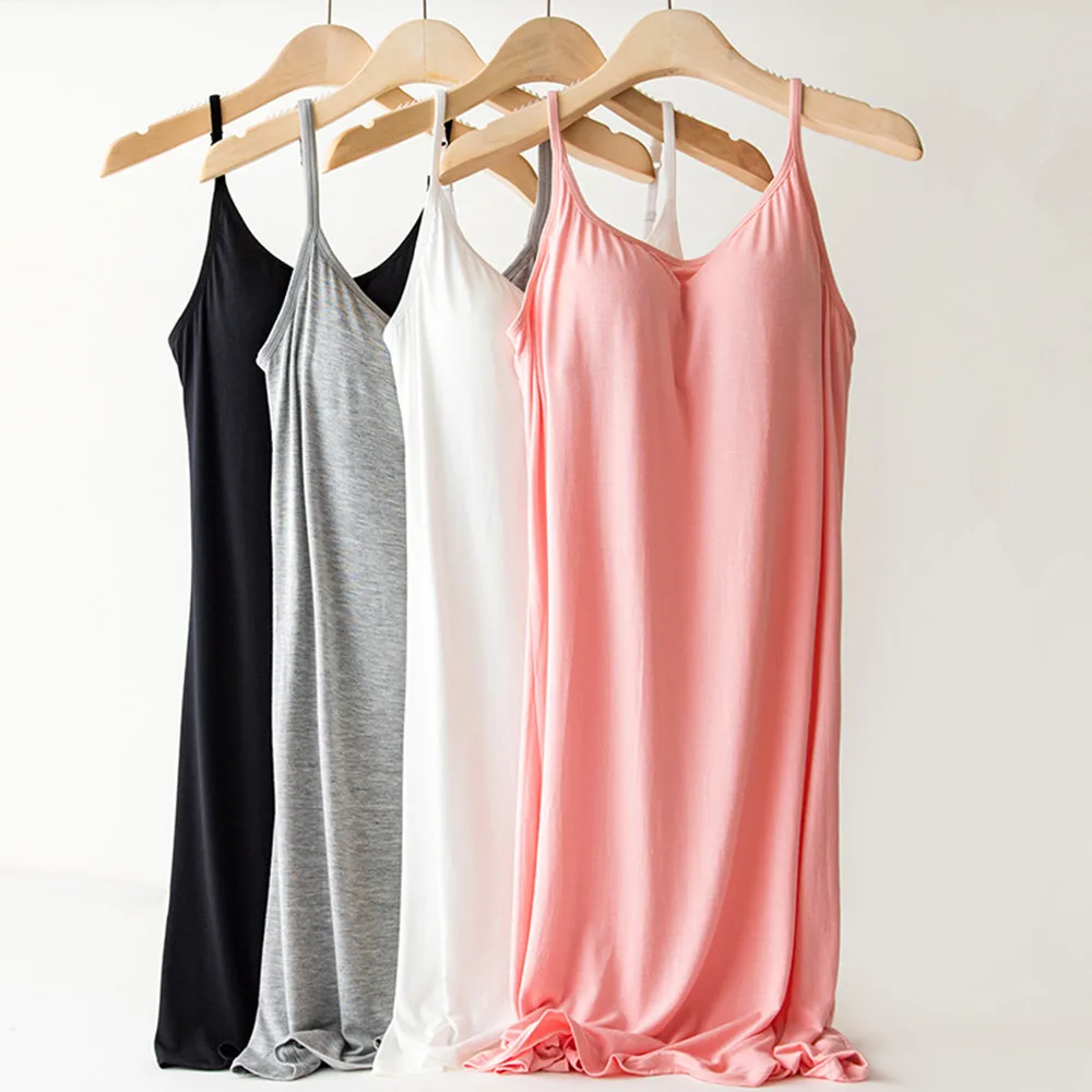 

Summer Women's Sleevless Modal Sleepwear Home Nightshirt Women Sleepwear Loose Ladies Nightgown Spaghetti Strap Night Dress