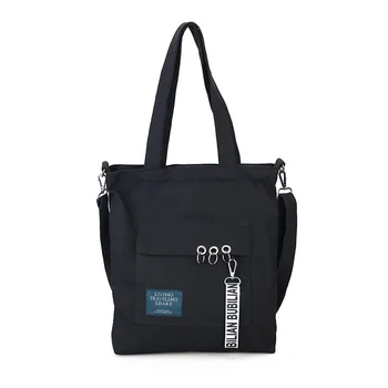 

2020 New Small Fresh Slung Female Bag Literary Simple Shoulder Portable Student Bag Green Shopping Bag Canvas Beach Solid Color