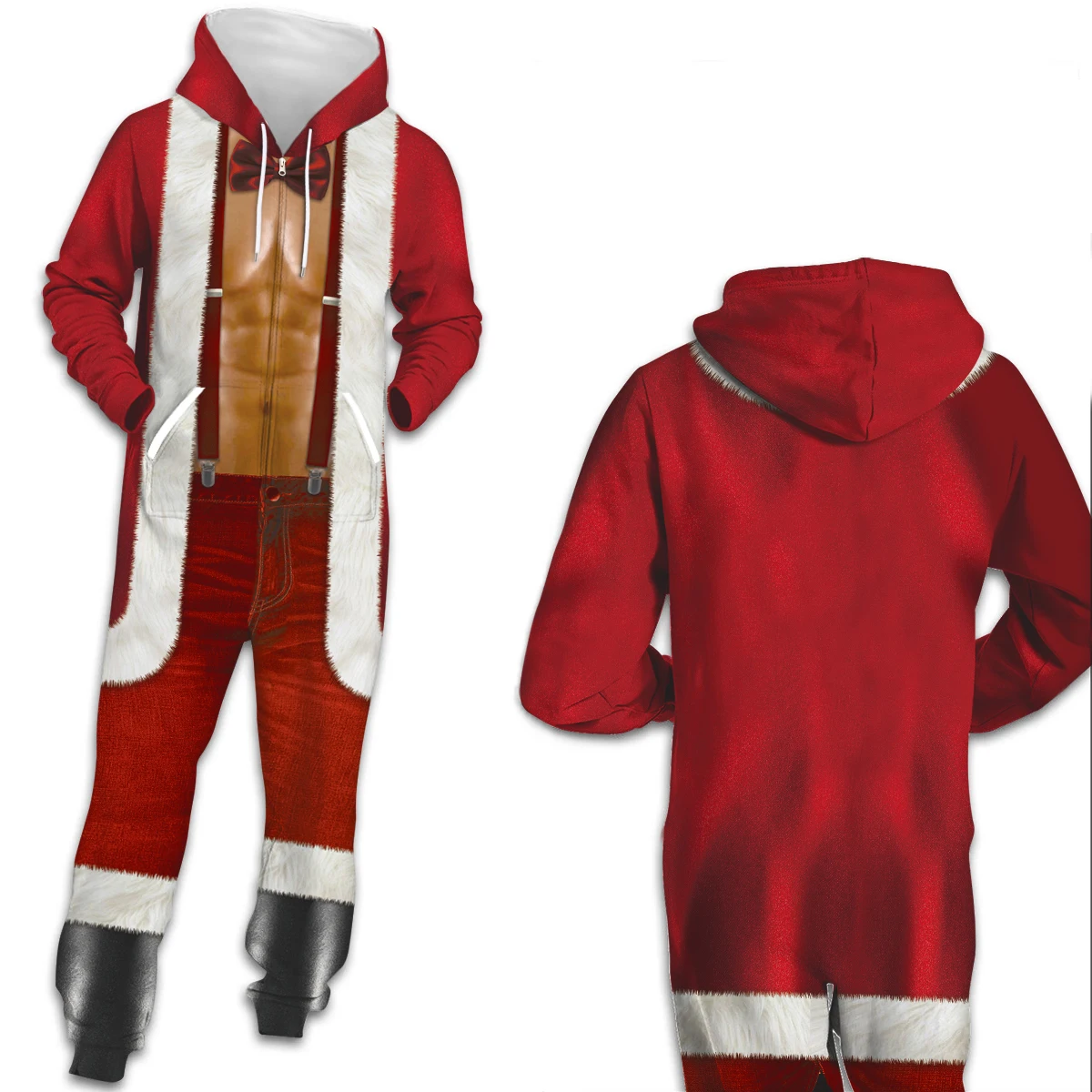 

HEFLASHOR Christmas Winter 3D Printed Santa Claus Christmas Styles Jumpsuits Rompers Casual Pullovers HipHop Hooded Playsuits