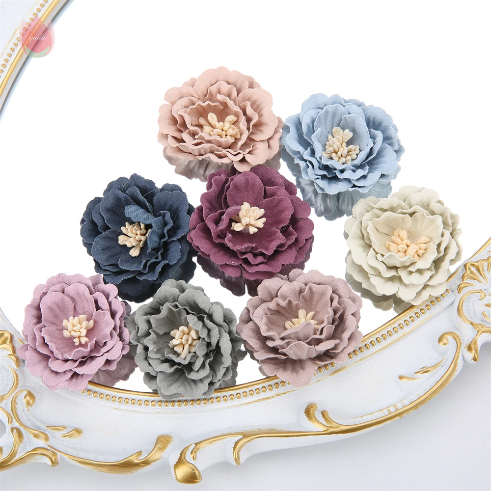 5/20 Stücke 4 cm Künstliche Blumen Köpfe Seide Gefälschte Blumen DIY Hause Wohnzimmer Dekoration Weihnachten Kranz Neujahr hochzeit Dekor – Detail 4