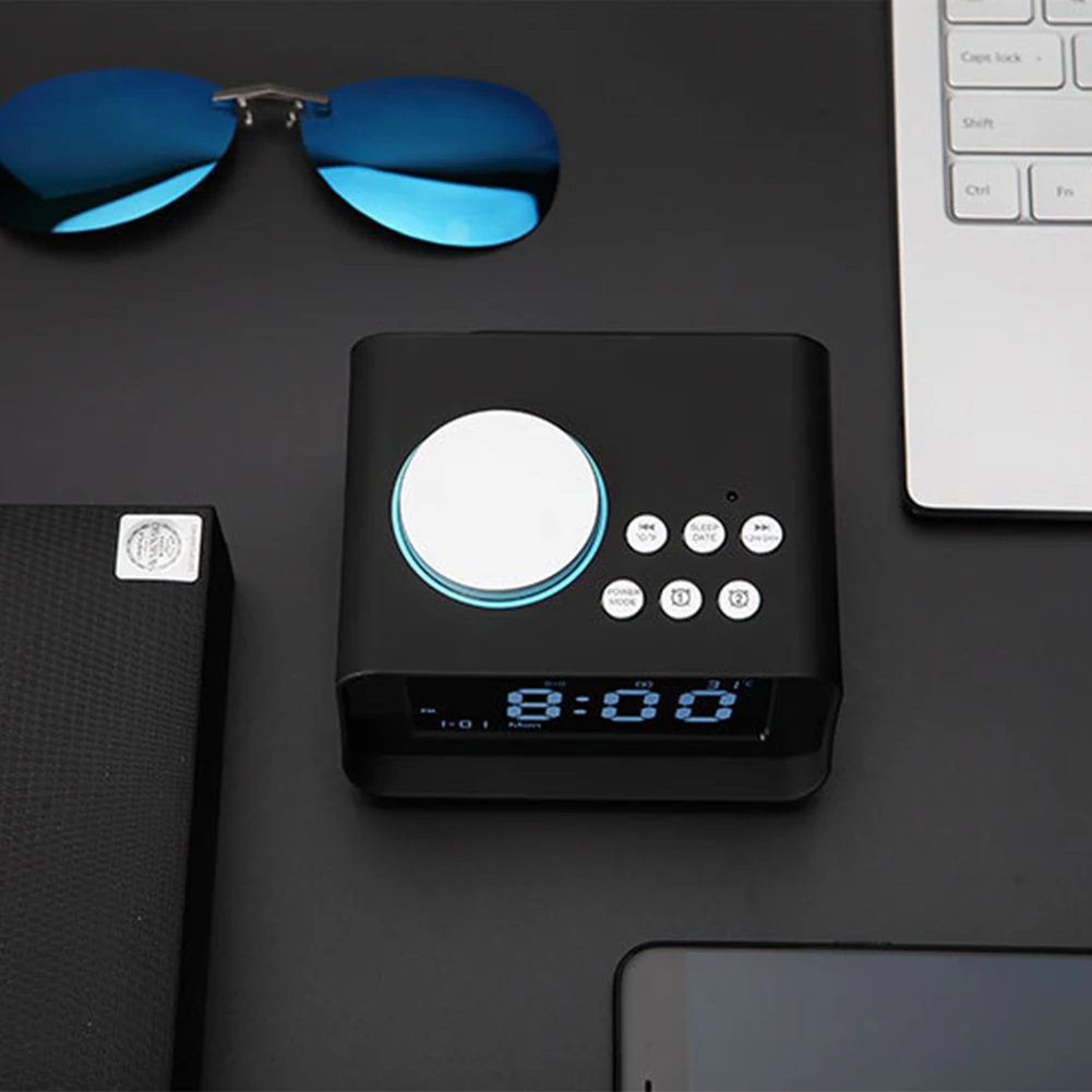 Портативный Bluetooth динамик настольная Смарт MP3 плеер Будильник температурный дисплей с микрофоном Повтор ЖК-экран электронный FM радио