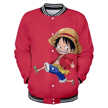 

Anime One Piece Monkey D Luffy Baseball Jacket Coat Casual Sweatshirt Button Up Shirt for Men Women Kids Clothes Clothing