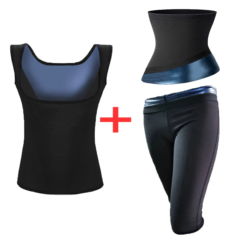 Combinaisons de Sauna pour femmes, gilet et pantalon, ceinture amincissante, modelant le corps, taille, vêtements de forme pour formateur, Corset d'entraînement, graisse_voghion.com