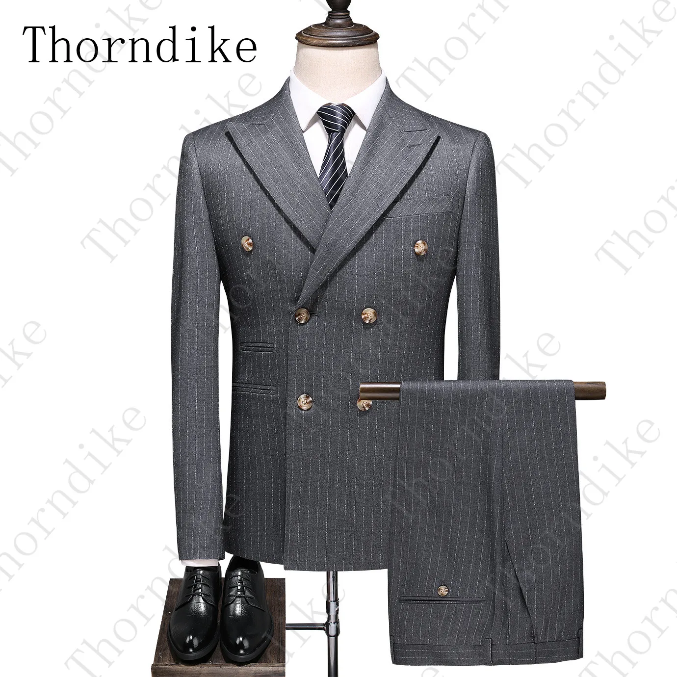suit 1 Thorndike(пиджак+ жилет+ брюки) дизайн, мужской Клетчатый полосатый костюм из 3 предметов для свадьбы, выпускного, вечерние, вечерние костюмы - Цвет: suit 1