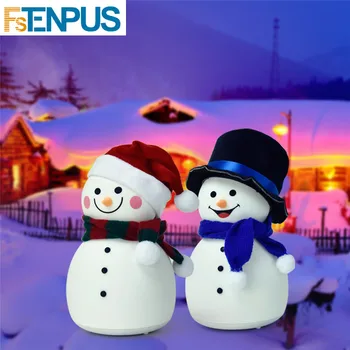 

New Snowman USB Night Light Creative Music mode Children Boy Girl Cartoon Cute LED Charging Silicone Blue Red Nightlight