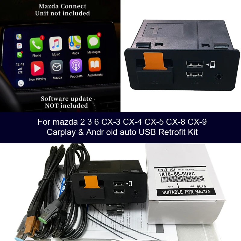 Apple CarPlay Android Auto USB adapter hub OEM for Mazda 3 6 2 CX3 CX5 CX9 MX5 miata Toyota Yaris fiat 124