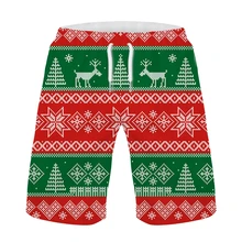 

Jumeast Men Women 3D Cartoon New Year Merry Christmas Oversized Board Shorts Fashion Summer Beach Casual Sweatpants Short Pants