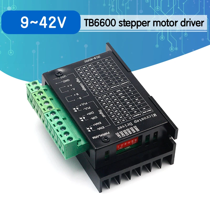 TB6600 Драйвер шагового двигателя 4A 9 ~ 42 в TTL 32 Micro-Step CNC 1 Ось Новый 2 или 4-фазный