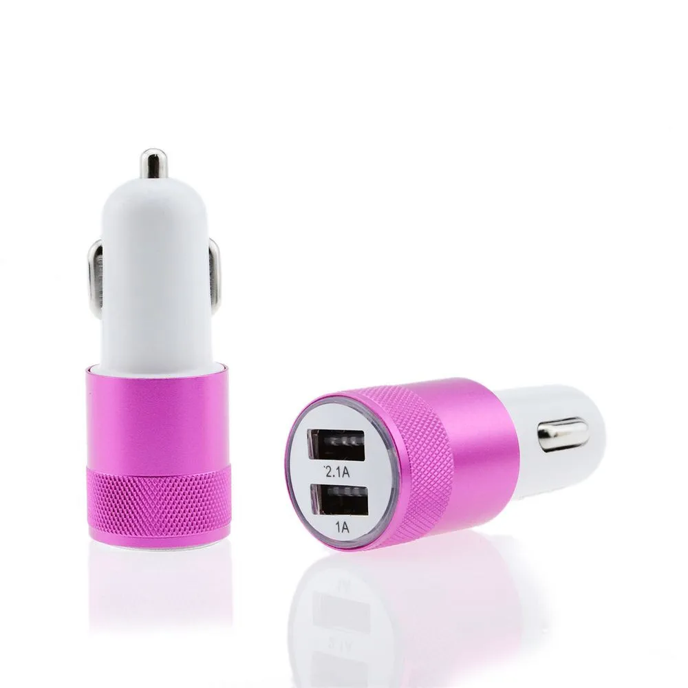 Pink Двойной Переходник USB для зарядки в машине 3.1A автомобильное металлическое зарядное устройство для смартфона/планшета зарядное устройство для мобильного телефона - Цвет: Pink