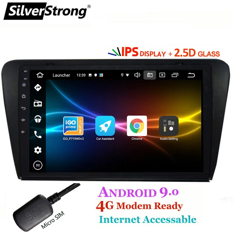 SilverStrong 9 дюймов ips 2.5D Android10.0 Автомобильный gps для Skoda Octavia3 A7 4G Sim модем Радио RDS TPMS