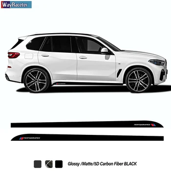 

2 Pcs M Performance Styling Car Door Side Stripes Skirt Sticker 5D Carbon Fiber Vinyl Decal For BMW X5 F15 M F85 G05 Accessories