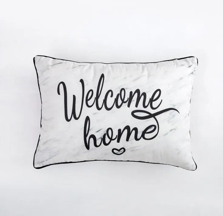 G Double Side Print Black White Geometric Pillow Cover Geometric Cushion Cover Velvet Home Decorative 30x50cm Sofa Bed Chair - Цвет: G