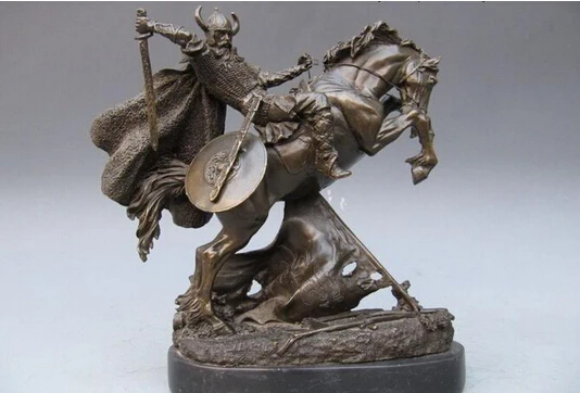 ---425+++ Japan Pure Bronze Copper &amp Marble samurai warrior Ride Horse Statue | Дом и сад