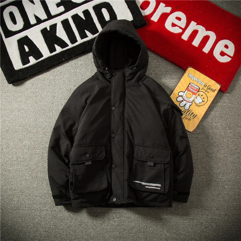 

Winter Jacket Men Warm Fashion Thick Solid Color Casual Parka Men Hooded Coat Man Streetwear Loose Cotton Male Clothes S-2XL