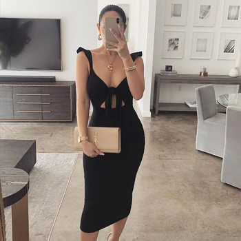 

Robe Bandage Party Sexy Women Dresses Bar White Black Sleeveless Spaghetti Strap Evening Celebrity Night Club Casual vestidos