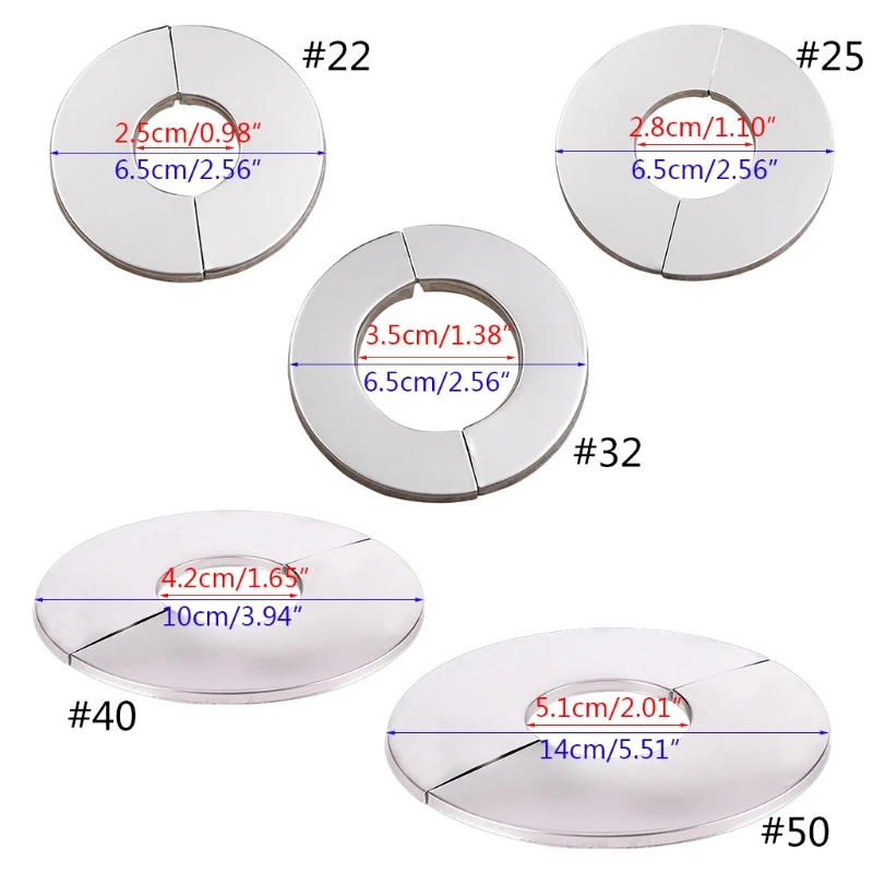 Self-Adhesive Wall Split Flange Escutcheon Cover Plate Shower Faucet Decorative Cover Chrome Finish Stainless Steel M68E