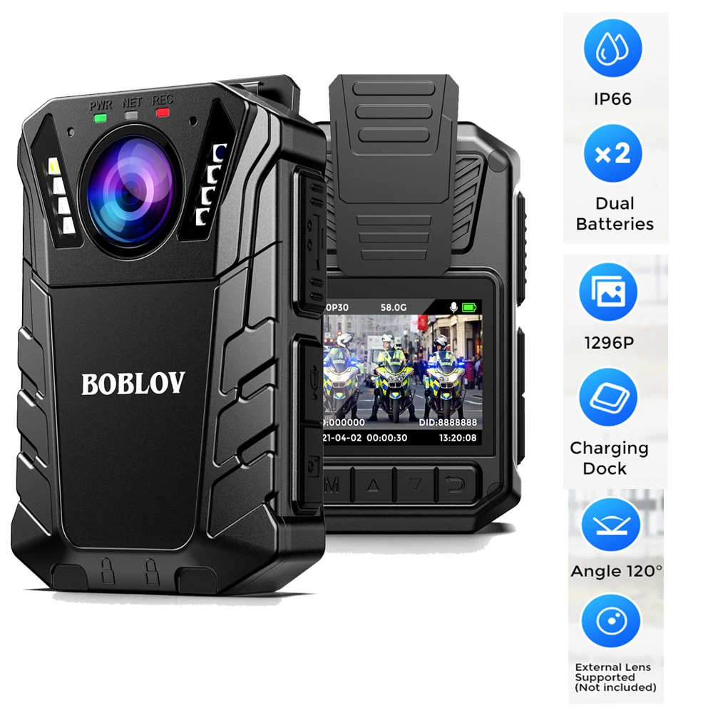 BOBLOV KJ09 Mini Body Camera 128G FHD 1296P Bodycam Police Small