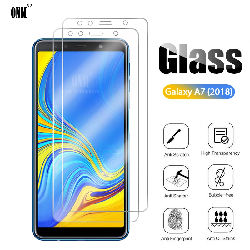 2 шт закаленное стекло для Samsung Galaxy A7 2018 Защита экрана Защитная стеклянная
