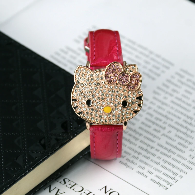 Kt cat-reloj con tachuelas para niña, con correa de dibujos animados, reloj para niña, personalizado, para la producción de relojes