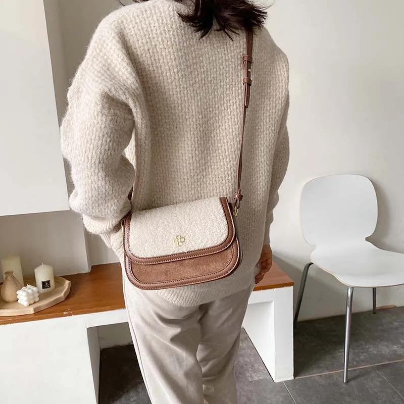 

Autumn And Winter Velvet Bag WOMEN'S Bag 2019 New Style Fashion Korean-style Versatile Shoulder Bag Fashion Lambs Wool Square Sl