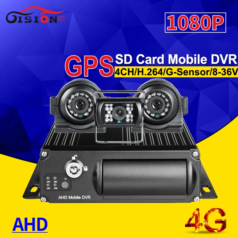 G-сенсор 4CH 4G LTE gps 256G хранения sd-карта наблюдения Мобильный Dvr видео рекордер с 3 шт Водонепроницаемая боковая камеры заднего вида