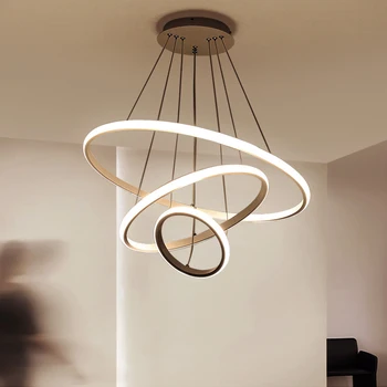 

Modern Led Chandelier Lighting With Remote Control Aluminum Lustre Ring Lamp For Living Room Bedroom Restaurant Kitchen Fixtures