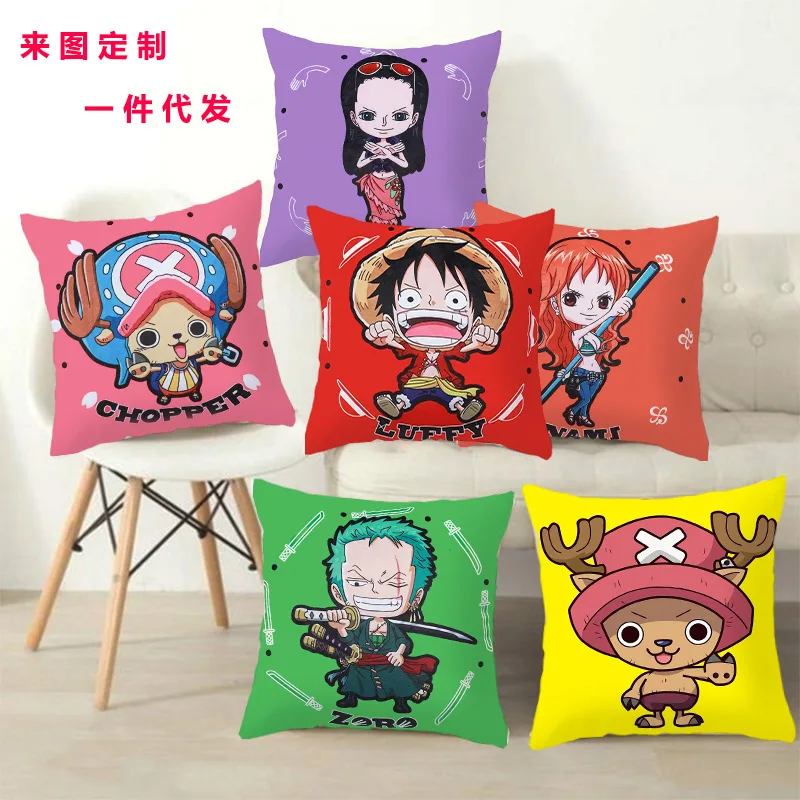 NEW 45CM No pillow core Anime One Piece Roronoa Zoro Tony Chopper Nami Printed Pillows Cover Pillow case toys Gift Pillowcase | Игрушки и