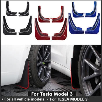

4PCS carbon fiber ABS Accessories For Tesla Model 3 Mud Flaps Guard Fender Model3 Front Rear Wheel Mudguard For Tesla Model3