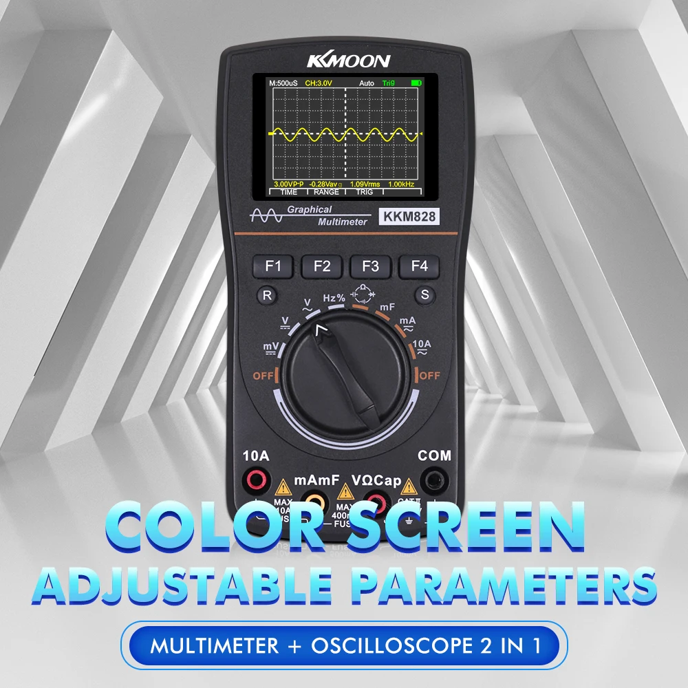 kkm828 High Definition Digital Oscilloscope Multimeter 2 in 1 and 2.4in Color Screen 1MHz Bandwidth 2.5Msps Sampling Rate | Инструменты