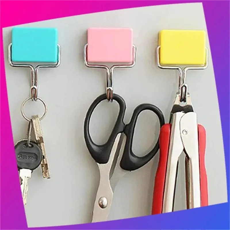 180° Magnetic Hooks With Stickers Set Powerful Strong for Refrigerator Hanger Reusable Strong Magnetic Hooks 40DEC2401