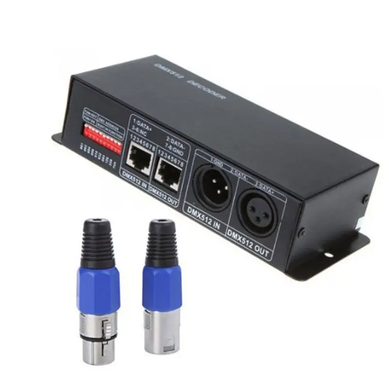 1 шт. 4CH DC12-24V RGBW DMX 512 декодер светодиодный контроллер, RGB светодиодный DMX512 декодер 4 канала* 8A для светодиодной ленты светильник