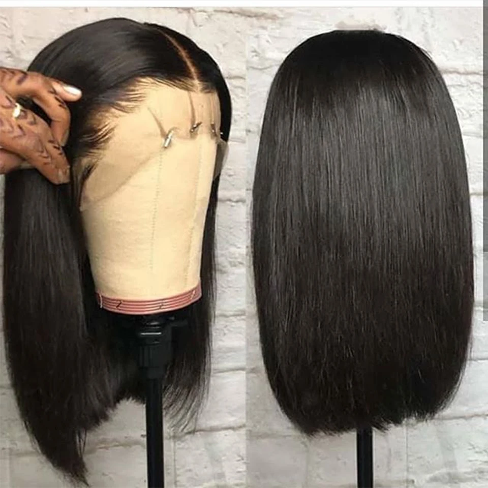 Cheap Yyong 13x4 Blunt Cut Bob Wig Short Lace Front Human Hair Wigs Brazilian Straight Bob Wigs With Baby Hair Remy Lace Front Wig