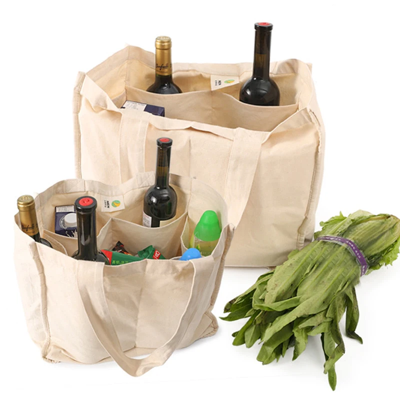 Large Canvas Grocery Shopping Bags with Handles Washable Organic Cotton
