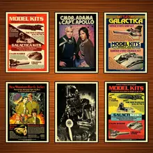 Vintage 1970s ciencia ficción cartel Battlestar Galactica Kraft Posters pinturas clásicas de lona pegatinas de pared decoración del hogar regalo