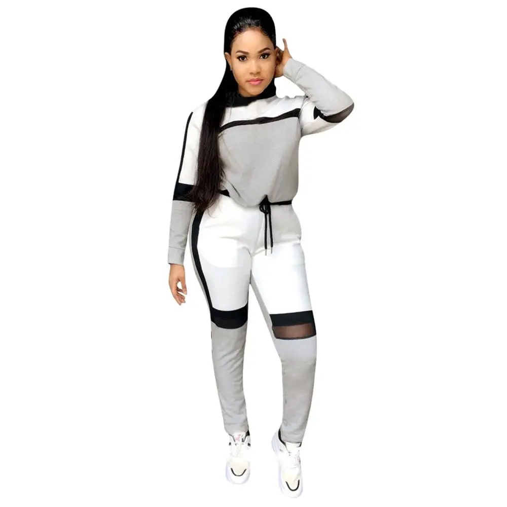 

Fashion Women Casual Color Splicing Long Sleeve Long Pants Sports Set
