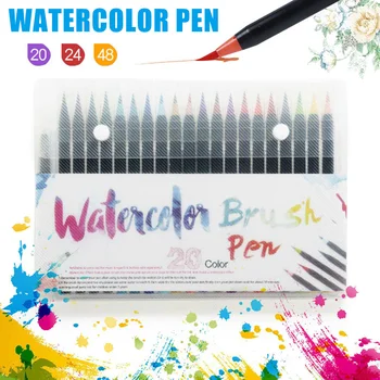 

Economical 20/24/48 Color Dual Tip Brush Pens Water Markers Art Paint Watercolor Pen Set for School ds99
