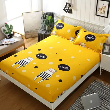 

Cartoon Bedding Set Classic Fitted Bed Sheet Pillow Case Family Set Non-slip Bed Cover Sabanas Comfortable Breathable Bedspread