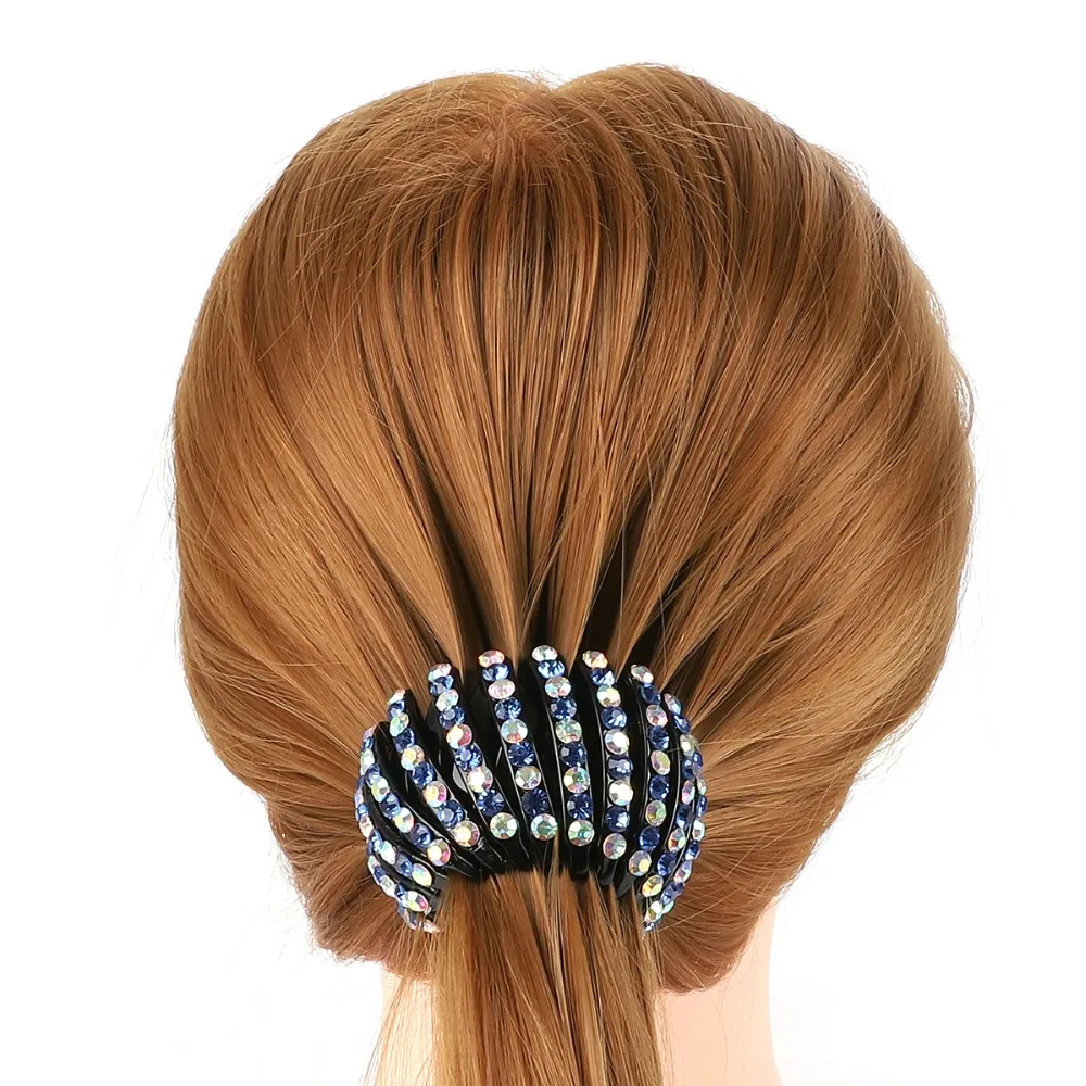 cute hair clips 1pc Korean Crystal Hair Claw For Women Ponytail Holder Ball Head Bun Maker Expanding Hair Clips Hairpins Hair Accessories 2021 headbands for women