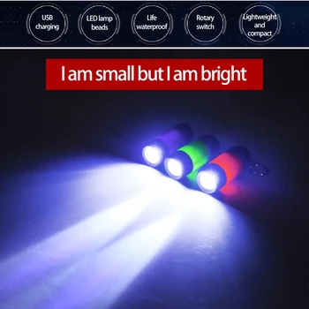 

LED Mini Flashlight Key Chain Portable Torch Outdoors Waterproof Built-in Battery USB Rechargeable Hiking Camping Flashlights