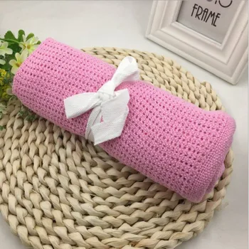 

Newborn Baby Blankets Super Soft Cotton Crochet Summer Sleeping Bed Supplies Hole Wrap Air-conditioning blanket for Baby 90*70cm