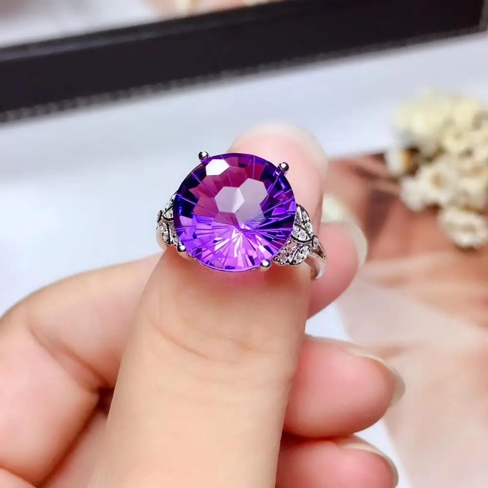 Purple Agate Gemstone Gold-Plated Cubic Zirconia Ring (Size 7.5) | eBay