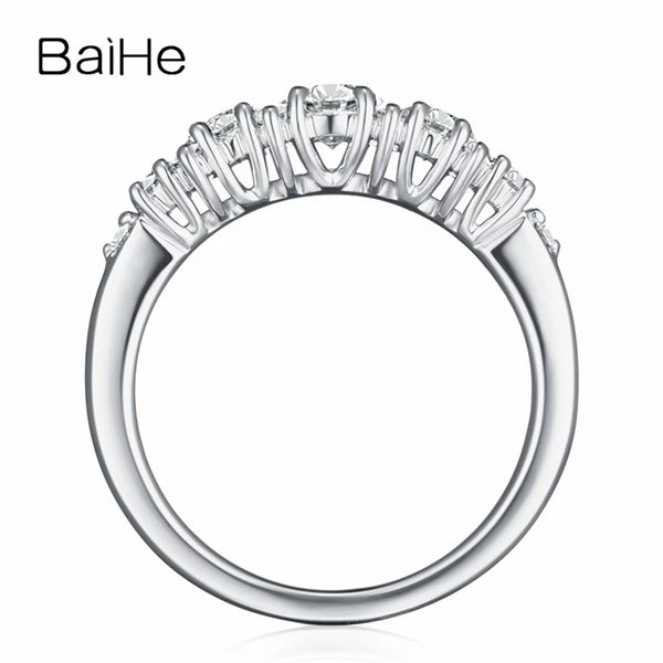 BAIHE Solid 10K белое золото(AU417) Сертифицированный 0.25ct круглый вырез тренд Moissanite свадебные женские ювелирные изделия элегантные Подарочные Кольца