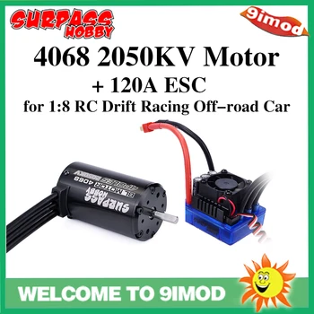 

SURPASSHOBBY 4068 2050KV Brushless Motor Waterproof Sensorless +120A ESC for 1:8 RC Off-road Climbing Drift Racing Car
