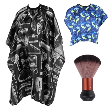 

3PCS Haircut Hair Cutting Barber Apron Salon Capes Hairdressing Salon Apron Barber Gown Barber Capes Duster Brush