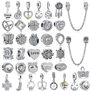 

2Pcs/lot Silver Color Feather Ferris Wheel Pendant fit Brand Charms Bracelets DIY Jewelry Women Silver Jewelry Accessories